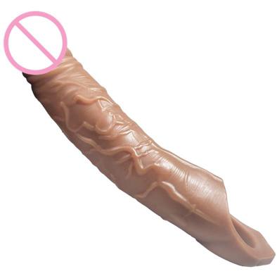 Male Penis Sleeve Extender Enlarger Sheath Silicone Cock Sleeve Extension with Stretchy Loop for Men to Increase Length & Girth%