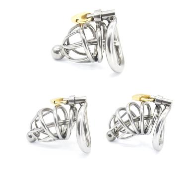 Metal BDSM Male Arc Ring Chastity Device Cock Cage with Urethral Sound Breathable Penis Lock