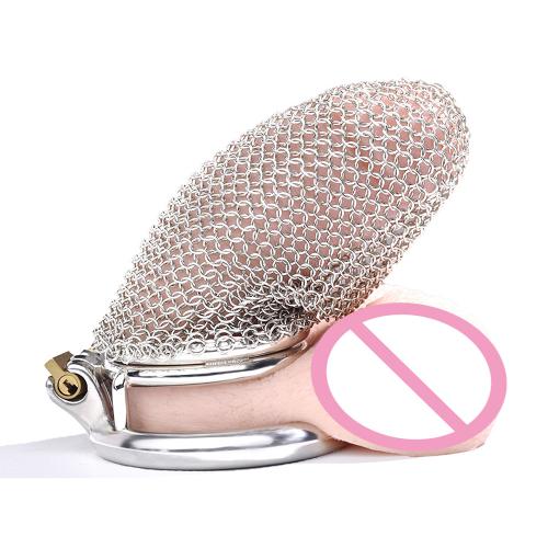 Metal BDSM Toy Flexible Stainless Steel Chain Mesh Net Chastity Cage for Men Penis Bondage