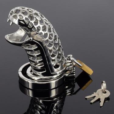 Metal Cock Cage Chastity Device Penis Lock Ring with Anti-Off Ring Sex Toys