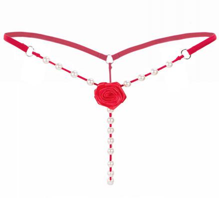 Pearl Massage Rose Women Transparency Lingerie Open Front Panties Thong Lady Tempt T-back Sexy Panties G-string Underwear%