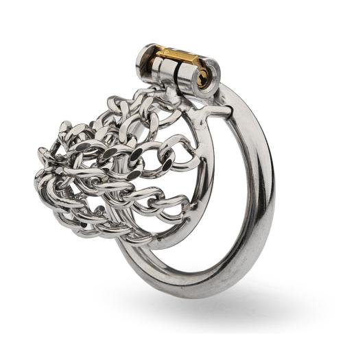Short Male Chastity Locks Lower Body Bondage Device Hollow out Chain Soft Metal Cock Cage Stainless Steel Sex Toys