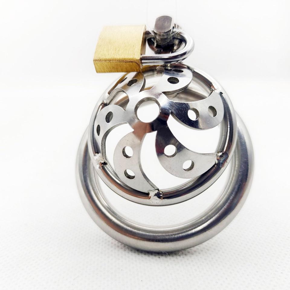 Short Stainless Steel Male Chastity Lock Small Cock Cage BDSM Sex Toy for Cuckold Male Chastity Protection