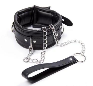 Soft Sponge Leather Collars for men women Punk Necklace Chain Leash Cosplay Adjustable Neck Chokers Restraint Set SM Sex Toy%