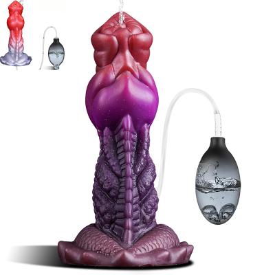 Squirting Ejaculating Dragon Dildo Silicone Cumming Huge Fantasy Monster  Knot Animal Anal Dildo with Suction Cup for Women
