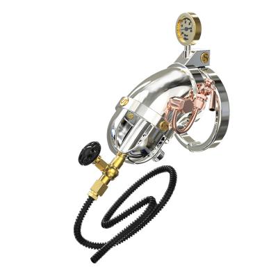 Steam Age Metallic Punk Male Chastity Device With Tube Penis Lock Chastity Cage Lust Control Sex Toys for Male
