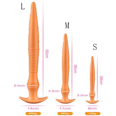 Super Long Wearable Anal Plug Dildo Liquid Silicone Butt Plug Vaginal Anus Deep Stimulation Massage Masturbation Adult Sex Toy