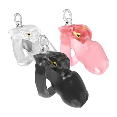 V4 Resin Plastic Male Cuckold Chastity Lock Device Pink Cock Cage Sex Toys for Men