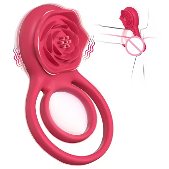  New Charging Remote Control Rose Massage Lock Semen Ring Male and Female Shared Vibrating Masturbator Adult Sex Products