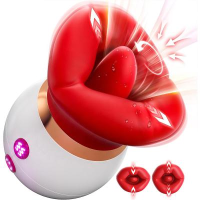 4 Suction Modes 5 Vibrations Polishing Machine Condom Controlled Rose Licking Tongue Glans Vibrator Plush for Men Woman Sex Toy