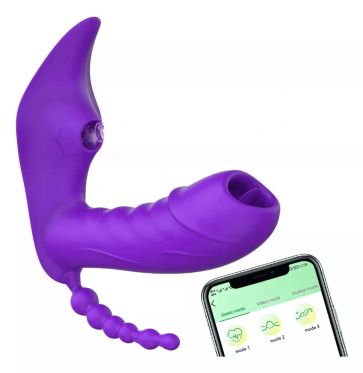 App G Spot Toy Female Heating Wearable 3 in 1 Remote Sucker Dildo Clitoris Massager Vibrating Panties Sucking Vibrator for Women