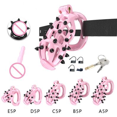 Black Soft Spike Male Plastic Chastity Lock Device Chastity Stretchy Belt Cock Cage Adult Sex Toys