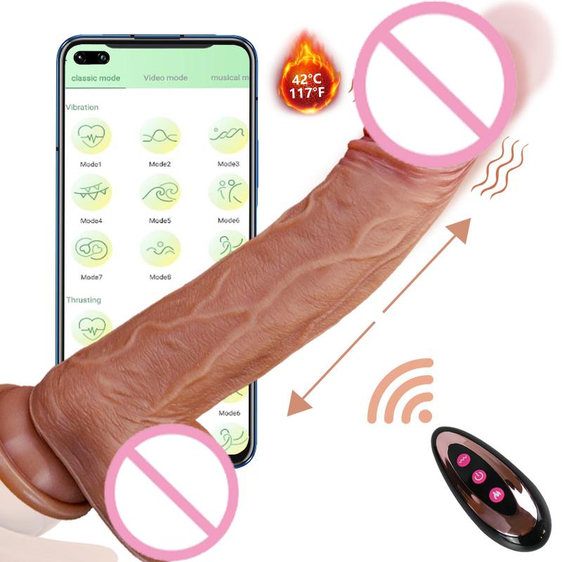 Brown Liquid Silicone Dildo Artificial Penis Realistic Dildo Sex Toy for Woman Lifelike Remote Thrusting Silicone Dildo Vibrator