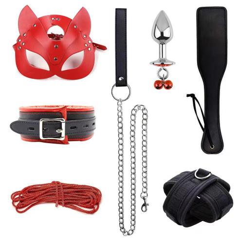 DKK 7PCS Sex Bondaged Kit for Couple Beginners Sex Bedroom Position Game for Adult Sex Game Adjustable Neck and Leg Loop BDSM