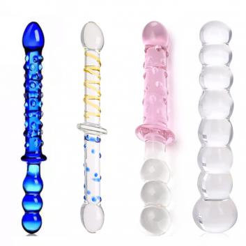 DKK Crystal Glass Dildo Penis Glass Massager Pleasure Wand Dildo Penis Anal Sex Toys for Couple Women