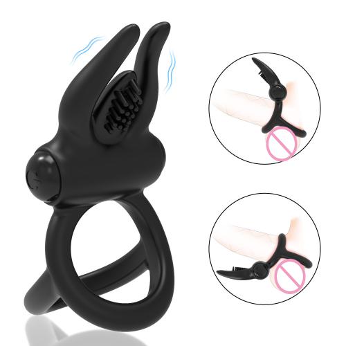 Double Big Size Penis Enlargement Sex Ring Clitoral Stimulate Massager Rabbit Vibrating Cock Ring Vibrator for Men