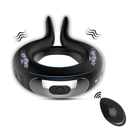 Hot Sale Sexy Masturbation Sex Toy Black Remote Control Silicone Ring Vibrating and Delay Ejaculation Penis Rings for Adults