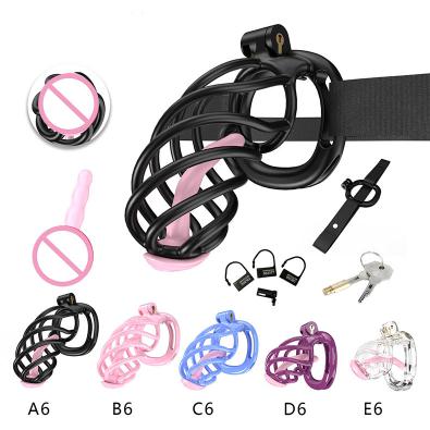 Large Spiral Plastic pink Cuckold Wearable Men Chastity Lock Device Cock Cage Chastity Belt for Male Sex Toys