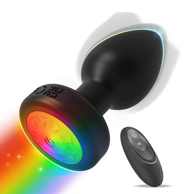 Light up Anal Vibrator Prostate Massager with 7 Vibration Modes LED Light G-spot Anal Plug Remote Adult Anal Sex Toy for Men