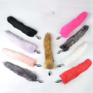 Long Faux Fur SM Sex Toys Metal fox Tail Anal Plug for BDSM & Cospaly Anal Butt Plug
