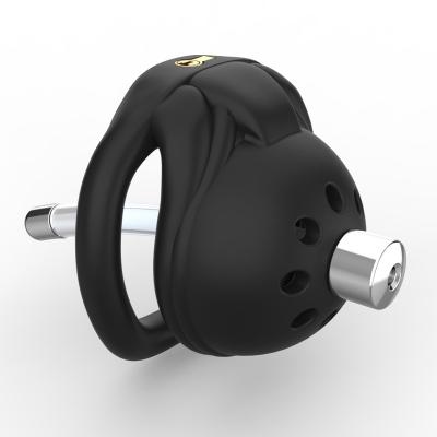 Male Embedded Lock Cylinder Short Chastity Plastic Penis Rings with Tube Small Cock Cages-Sex Product