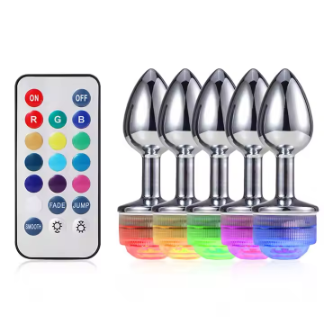 Metal Flashing Light Anal Butt Plug Wholesale Colorful Luminous Decoration Light up LED Butt Plug Sex Toy BDSM Anal Play Toy