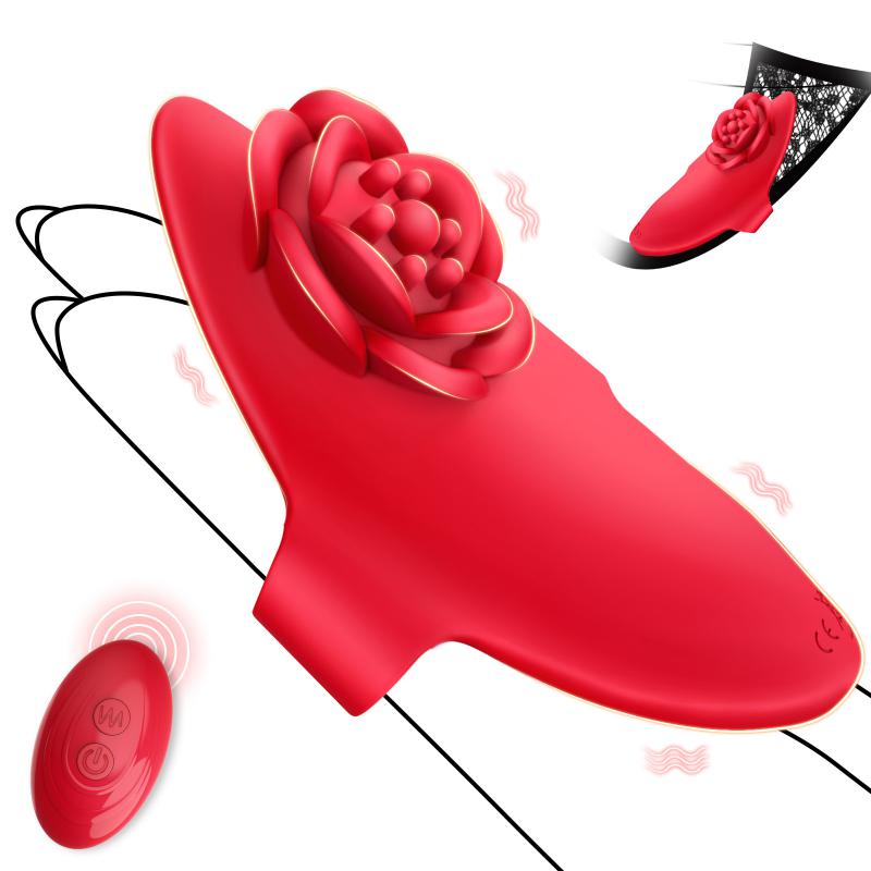Mini 2 in 1 Rose Clitoral Vibrator Finger Ring Vibrator G Spot Massage Finger Sleeve Panty Vibrator Sex Toys