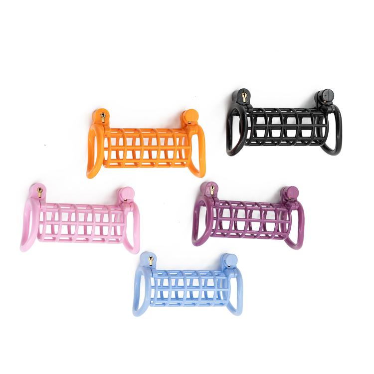 Plastic pink Male Chastity Device Double Head Cock Cage Penis Lock Two People Sex Game Toys for Men