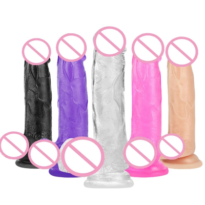 Popular 6-Inch Realistic Small Dildo  Colorful Crystal Glass Jelly Dildo Female G-Spot Suction Cup Penis Sex Toy for Women