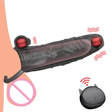 Reusable Condom Dildo Vibrator Penis Ring Sleeve Adult Sex Shop Vibrating Condom Enlargement Dildo Sleeve for Men Sex Couples
