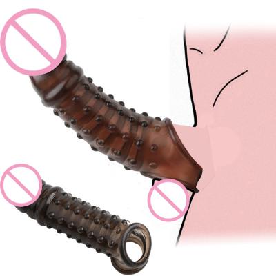 Reusable Tpe Penis Ring Enhancer Penis Extension Male Double Cock Ring Delay Ejaculation Penis Ring Dildo Sleeve Condom for Men