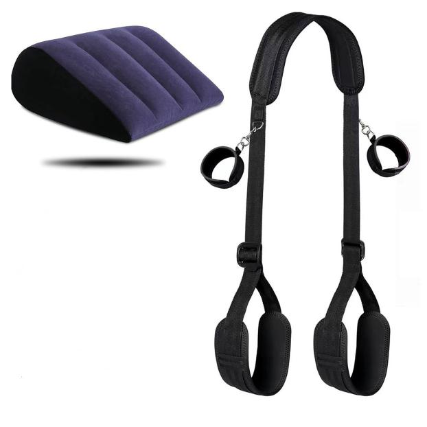 Sex Bondage Thigh Sling Leather Bed Restraints Kit with Wrist Cuffs Legs Restraints Straps Handcuffs Sex Bondage Toys for Couple