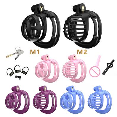 Short Wearable Chastity Lock with Catheter Chastity Belt Male Penis Ring Cock Cage Adult SM Sex Toys
