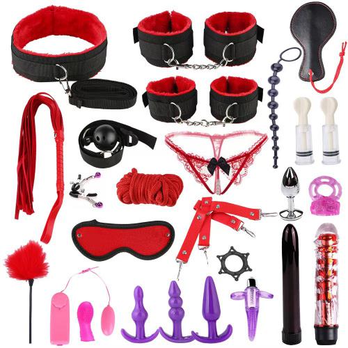 TOP SELL 26 Pcs Bed Restraints Kit Bed Bondage Eye Mask Blindfolds Soft Wrist Ankle Handcuff Sex Bondage SM Kit Restraints