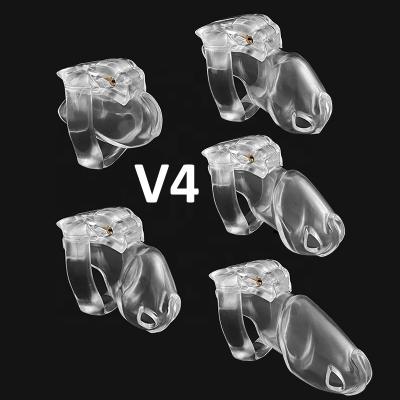 V4 Man Male Chastity Cage Gay Bondage Plastic Penis Lock Ring Device Cock Resin Sex Toys for Men