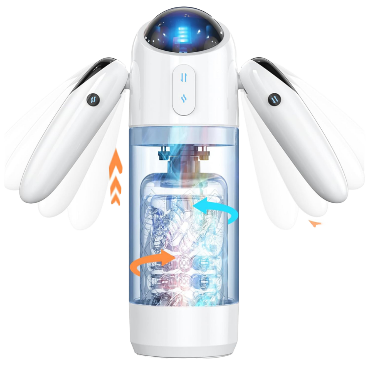  New Design Rotation Telescopic Sex Toy Box for Male Hands Free Masturbator Toys Ejaculation Machine Robot Sexual