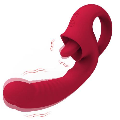  Popular Women Female Sex Toy Dildo Massager Aliens 2 in 1 Vibrator Tongue Licking Vibrator