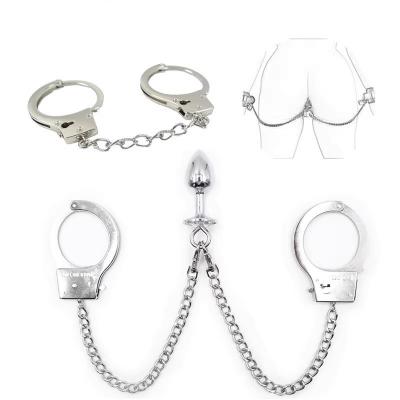  Wholesale 2 in 1 Sm Adult Man Woman Toys Sex Adult Stainless Steel Anal Plug Handcuffs Sex Toys for Couples