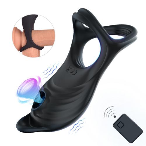  Wholesale 2024 New Sex Toys 2 in 1 Sucker 5 Frequency Suck Silicone Penis Vibrator Men Vibrating Masturbators Cock Ring