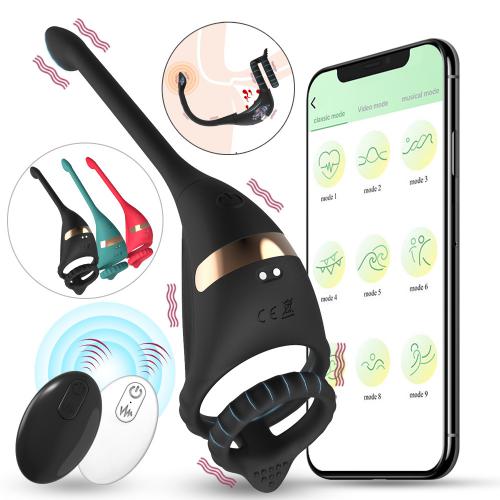  Wholesale Male Boy Penis Vibrating Massage Sex Toy App Remote Control 2 in 1 Vibrator Anal Plug Sax Toys for Man Cock Ring