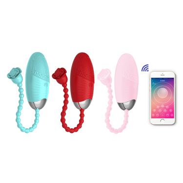  Wholesale New Arrival Female Vibrating Rose Vaginal Ball USB Charging App Egg Vibrator Sex Toy Women Remote Controlled