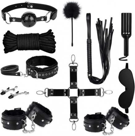 11 Pcs BDSM Leather Bondage Sets Restraint Kits for Women and Couples Sex Toy