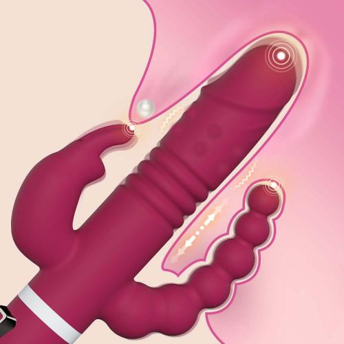 3in 1 Wireless Anal Plug Telescopic Dildo Vibrator Electric Beaded Rotation Women's Vibrator Sex Toy