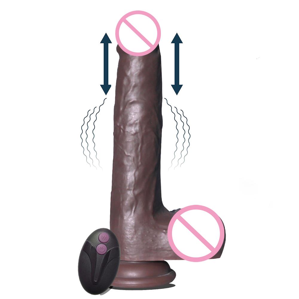 7 Speeds Thrusting Liquid Silicone Artificial Penis Female Masturbation Sex Vibrator Telescopic Dildo for Women