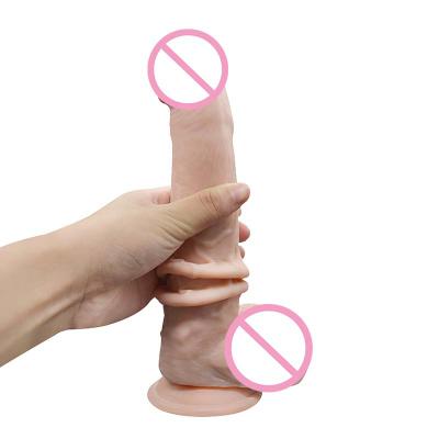 9.4 Inch Double Layer Sliding Skin Dong Bendable Keel Huge Realistic Dragon Dildo Adult Sex Toys