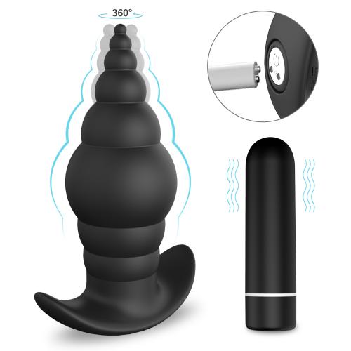 9 Vibration Rotating Electric Silicone Anal Plug Dildo Vibrator Prostate Massager Anus Full Butt Plug Vibrator for Men Women