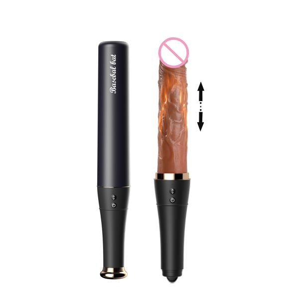 Baseball Shape Realistic Telescopic Dildo Vibrator Sex Toy Big Silicone Thrusting Dildo Machine for Women