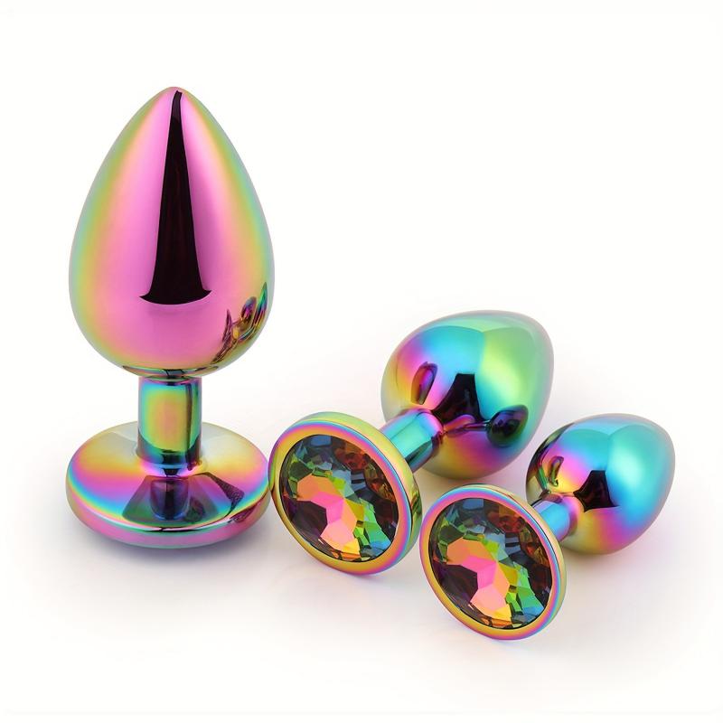 Colorful Metal Anal Plug Set Sex Toy Jewelry Base Stimulation Massage Plug Anales for Men