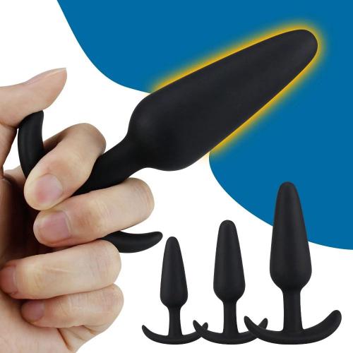 Factory Price Silicone Anal Plug 3 Pieces Black Vagina Butt Plug Piercing Set Sex Toy for Women and Men
