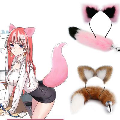 Fox Tail Anal Plug Cat Rabbit Ears Headbands Set Feather Anals Plug Anus Stimulate Adult Product Sex Erotic Accessories